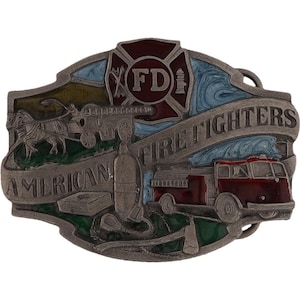 Firefighters Fire Department Fd Rescue Truck Engine 80s Nos Vintage Belt Buckle Emergency Service First Responder Emt Medic