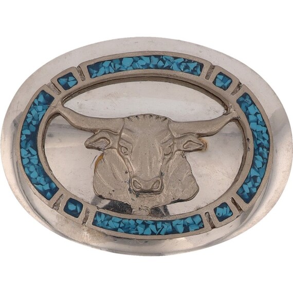 Turquoise Silver Cattle Skull Texas Longhorn Steer Western  display picture 2