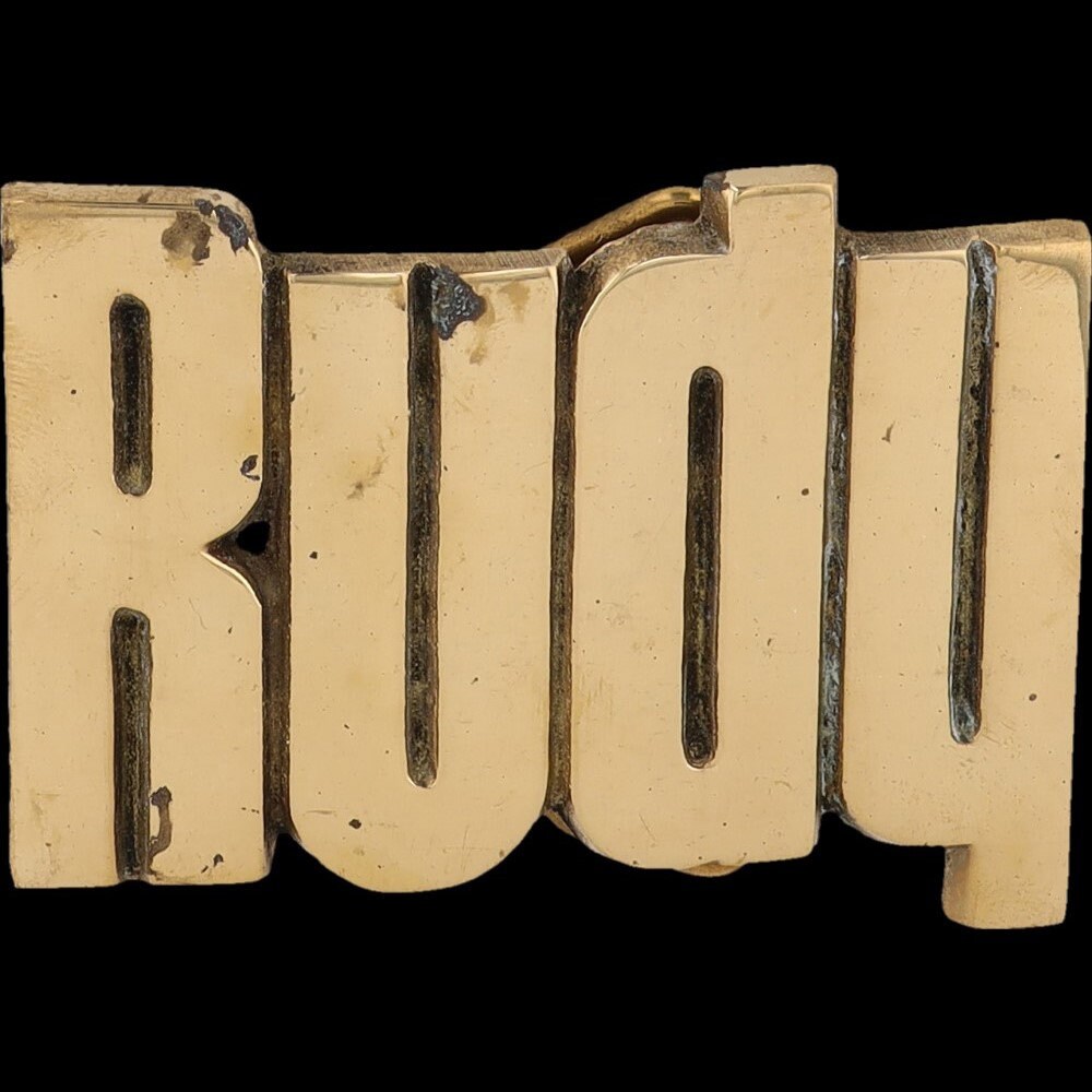 Hello Rudy Sign New Brass Rudy Rudolf Rudolph Name Tag 70s Nos Vintage Belt Buckle ...
