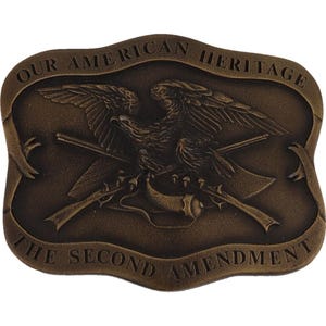 Nuevo derecho a portar armas de la Segunda Enmienda, mantener el oso, el brazo, el águila, los números de los años 70, hebilla de cinturón vintage, arma de fuego, vaquero, cazador occidental, artículo de caza II, armas Trump