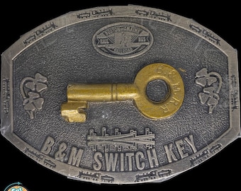 Boston Maine Railroad B & M Switch Key Key 80er Jahre NOS Vintage Gürtelschnalle Memorabilia Sign Lock RailRoadiana Wilmington Andover White River Junction