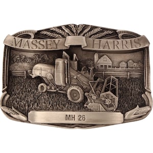 New Massey Harris MH 26 Tractor Ferguson Farmer Farming NOS Vintage Belt Buckle Farm Equipment Machinery Implement Sign Logo Ji Ih
