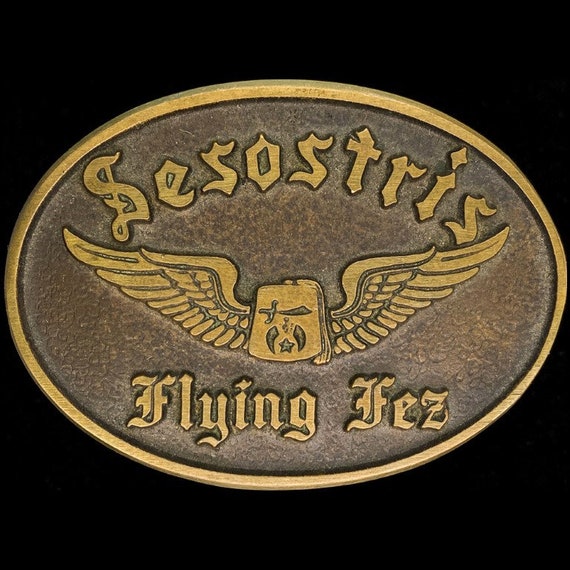 Bronze Sesostris Shrine Flying Fez Temple Shriner… - image 1