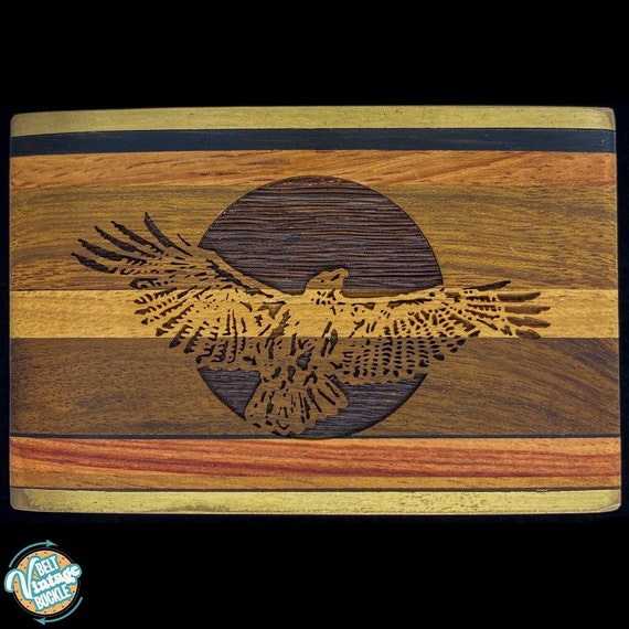 Brass Exotic Wood Flying Eagle Hawk Falcon Sun Bi… - image 1
