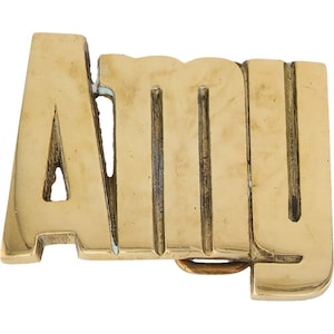 Etiqueta de nombre de latón nuevo Amy Aimee, hebilla de cinturón vintage de los años 70 con letras de burbuja estilo hippie retro "Hola, mi amor"