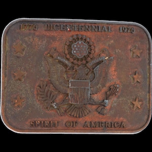 Revolutionary War Bicentennial 1776 1976 US Seal America Pride 1970s Vintage Belt Buckle Patriotic Collector Military History