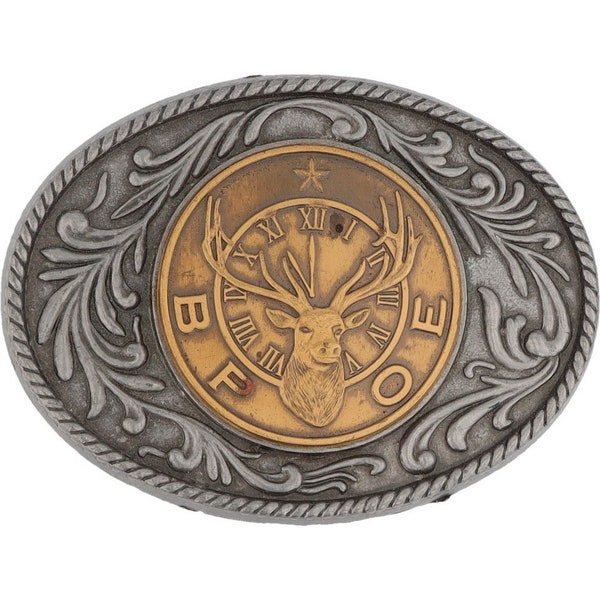 Bpoe Benevolent Protective Order Elks Club Lodge 1980s NOS Vintage Belt Buckle Fraternal Member Logo Insignia Mason Freemason
