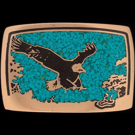 Brass Turquoise Handmade Patriotic Eagle Bird Anim
