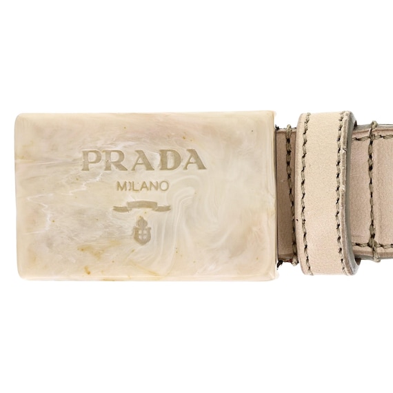 Prada Milano Marbled Rectangular Logo Buckle Leat… - image 1