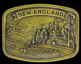 New England Vermont Maine Rhode Island Massachusetts Cape Cod Englander East Coast Coastal Nature Art Artwork 1980s Nos Vintage Belt Buckle