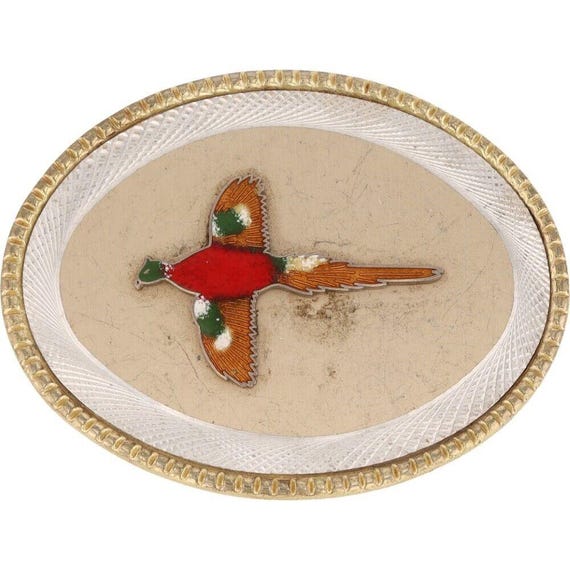 VINTAGE 1970s PHEASANT/QUAIL ARTWORK BELT BUCKLE Quail Pheasant Duck Hunt Game Hunter Hunting Bird 1980s  main image 4