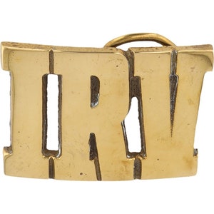 Etiqueta de nombre de Irv Irving Irvin Irvine de latón nuevo, hebilla de cinturón vintage de los años 70 con letras de burbuja estilo hippie retro, barra con texto "Hola, mi Is"