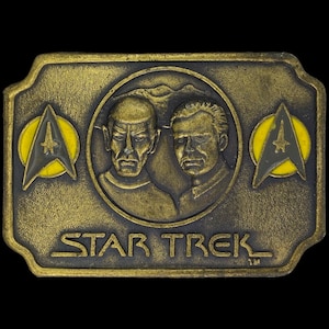 Star Trek Space Final Frontier Boldly Go Sci-Fi Tv Movie Memorabilia Captain Kirk Mr Spock Collectible Gift 1970s NOS Vintage Belt Buckle