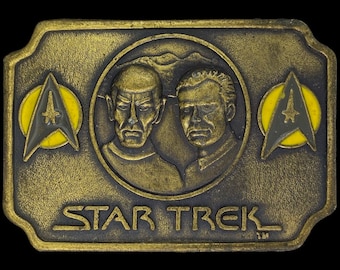 Star Trek Space Final Frontier Boldly Go Sci-Fi Tv Movie Memorabilia Captain Kirk Mr Spock Collectible Gift 1970s NOS Vintage Belt Buckle