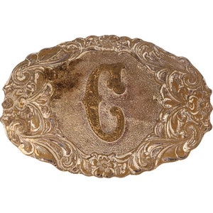 G Plata C Letra Inicial Nombre Chris Chad Caleb Charles Hebilla de Cinturón Vintage Christopher Letra Nombre Inicial Floral Vaquero Occidental Vaquera