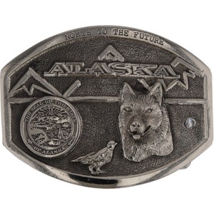 New Alaska Ak State Anchorage Denali Juneau University NOS Vintage Belt Buckle Ua Pacific Apu Northern Lights Seal