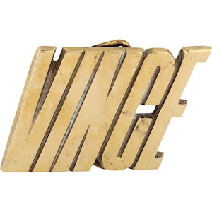 Etiqueta de nombre de latón nuevo Vince Vincent Vin Vinny, hebilla de cinturón vintage de los años 70, estilo hippie, estilo retro, con letras de burbuja, estilo hippie, Hola mi amor
