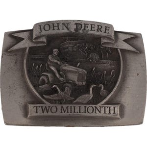 John Deere Farming Equipment Agriculture Farmer Tractor Vintage Belt Buckle Leaping Deer Logo