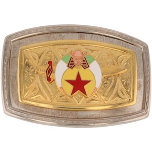 New Aaonms Ancient Arabic Order Nobles Mystic Shriner Nos Vintage Belt Buckle Logo Insignia Fraternal Masonry Collector Mason Freemason