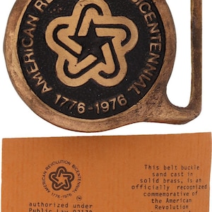 New Brass Tech Ether Guild American Revolution Bicentennial 1970s Nos Vintage Belt Buckle 1776-1976 Pride Merica America Usa Patriotic