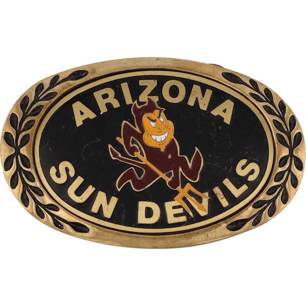 Brass Asu Arizona State University Sun Devils College Nos Vintage Belt Buckle Teacher Alumni Student Fan Team Uniform Seal Football Tempe