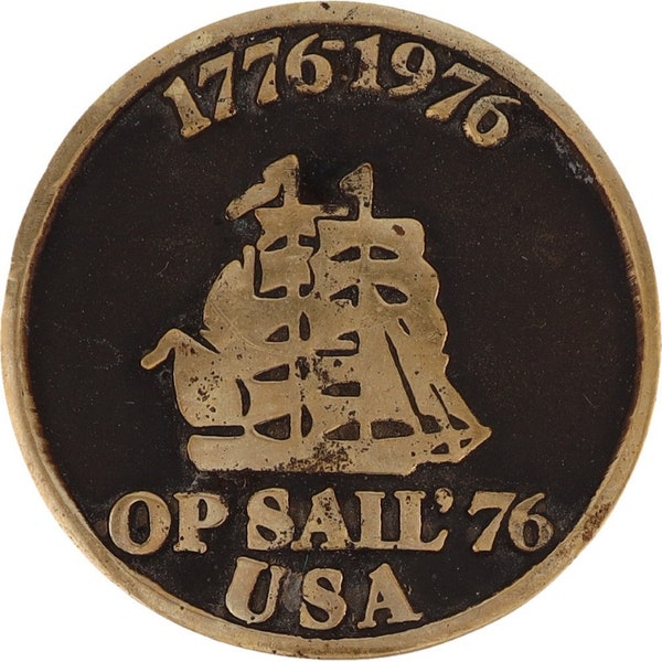 Brass 1976 Opsail Operation Sail Bicentennial New York 4th July 70s Vintage Belt Buckle Parade Hudson River Tall Ship Riverside Park Fourth