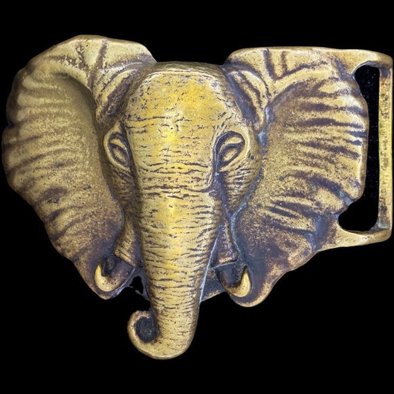 Brass Elephant African Hippie Western Big Game Hu… - image 1