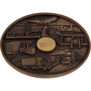Brass Cf Consolidated Freightway Semi Truck Driver Trucker Vintage Belt Buckle Trucking Jostens