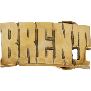 Etiqueta de nombre de latón nuevo Brent Brenton Brentley Brently, hebilla de cinturón vintage de los años 70, estilo hippie, retro, con letras de burbuja, barra, Hola mi Is