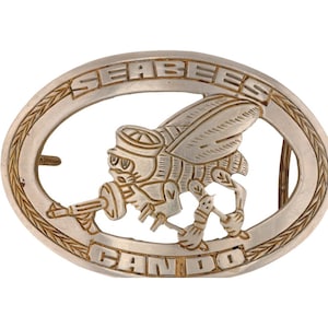 Navy Seabees Usn Trench Art Philippines Wwii ? Scpo Uss 70s Vintage Belt Buckle Theater Made Veteran Vet Vietnam South Pacific Philippines