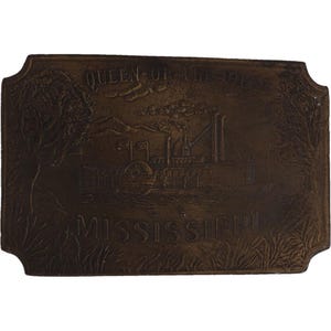 Queen West Mississippi New Orleans Riverboat Steamboat 1970s Vintage Belt Buckle Paddle Wheeler Steam River Boat Boating Water Ship