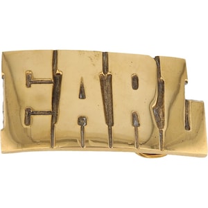 Etiqueta de nombre Earl Early Earlton Earlin de latón nuevo, hebilla de cinturón vintage de los años 70, estilo hippie, estilo retro, con letras de burbuja, Hola mi amor