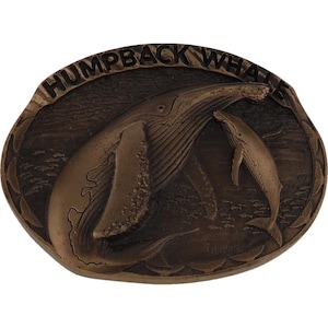 Bronze Humpback Whale Ocean Sea Hawaii Hippie Surf NOS Vintage Belt Buckle Surfer Nature Animal Lover Save Nautical Orca Gray Sperm Dive