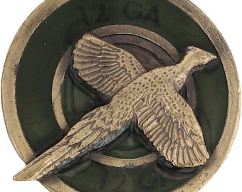 Pheasant Bird Hunting Hunter Upland Game Hunt Dog 12ga Nos Vintage Belt Buckle Rooster Pointer Retriever Grouse Midwest 12 Gauge Shotgun