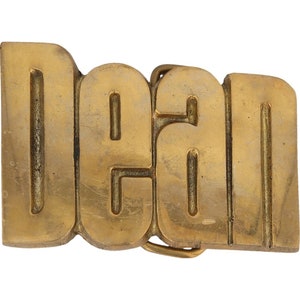 Hebilla de cinturón vintage de latón con nombre Dean De Dede Deanie Deany, estilo hippie de la vieja escuela, años 70, con letras de burbuja personalizadas