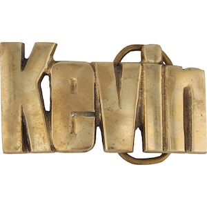 New Brass Karl Name Tag Personalized Hippie Western 1970s Nos Vintage Belt Buckle Throwback Hippy Retro Bubble Letter Bar Hello My Is