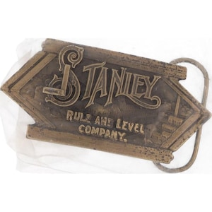 New Stanley Tools 150th Hammer Rule Level Tool Woodworking Nos Vintage Belt Buckle Carpenter Builder Craftsman Contractor Tape Measure Co