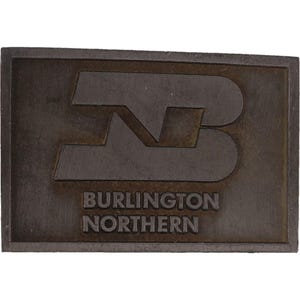 Burlington Northern Railroad Bn Railway Trem de carga 1970s Vintage Belt Buckle Locomotiva Transporte Colecionável