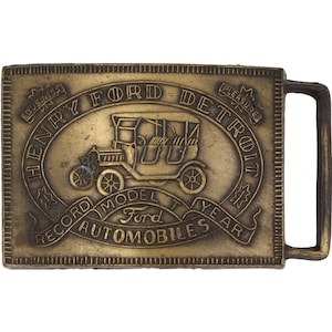 Henry Ford Model T A Detroit Michigan Automobile Car 1970s Vintage Belt Buckle Classic Show Collectible Memorabilia Collector
