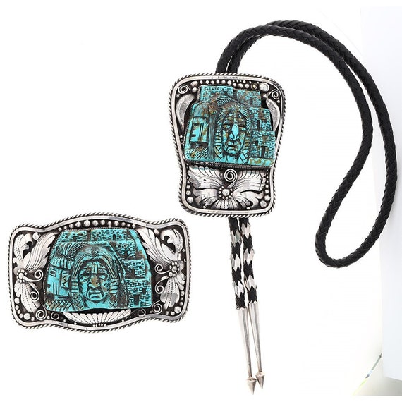 Sterling Silver Carved Turquoise XXL Francisco Gom