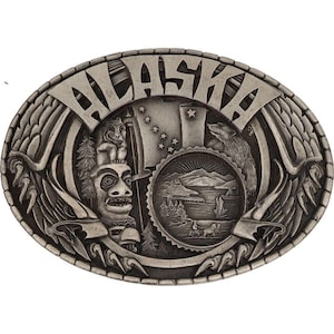 Alaska Alaskan Pnw Pacific Northwest Totem Haida 1980s Nos Vintage Belt Buckle State Western Cowboy Tribal Coast Pole Tlinget