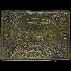 Henry Ford Model T Detroit MI Automobile Show Car Sammlerstück Erinnerungsstücke Geschenk 1970er Jahre NOS Vintage Gürtelschnalle