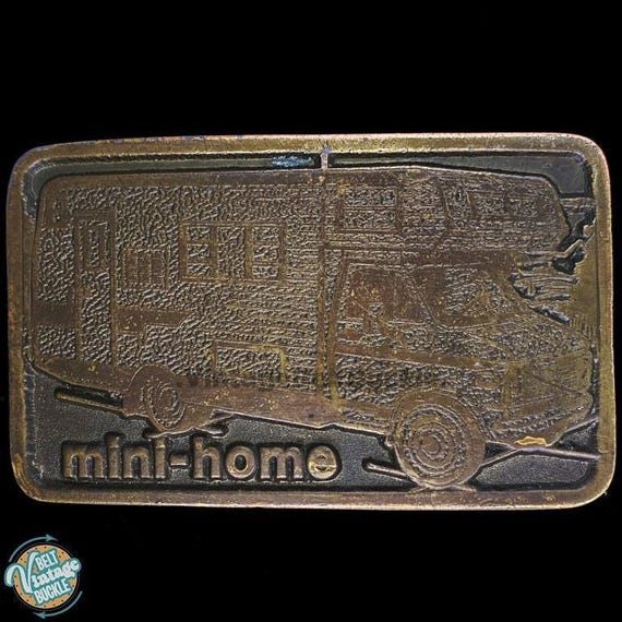 Mini Home Motorhome Camper Rv Camping 1970s Vintage Belt Buckle  display picture 1
