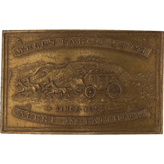 Brass Wells Fargo Mining Mine Stagecoach Horse 1970s Vintage  display picture 1