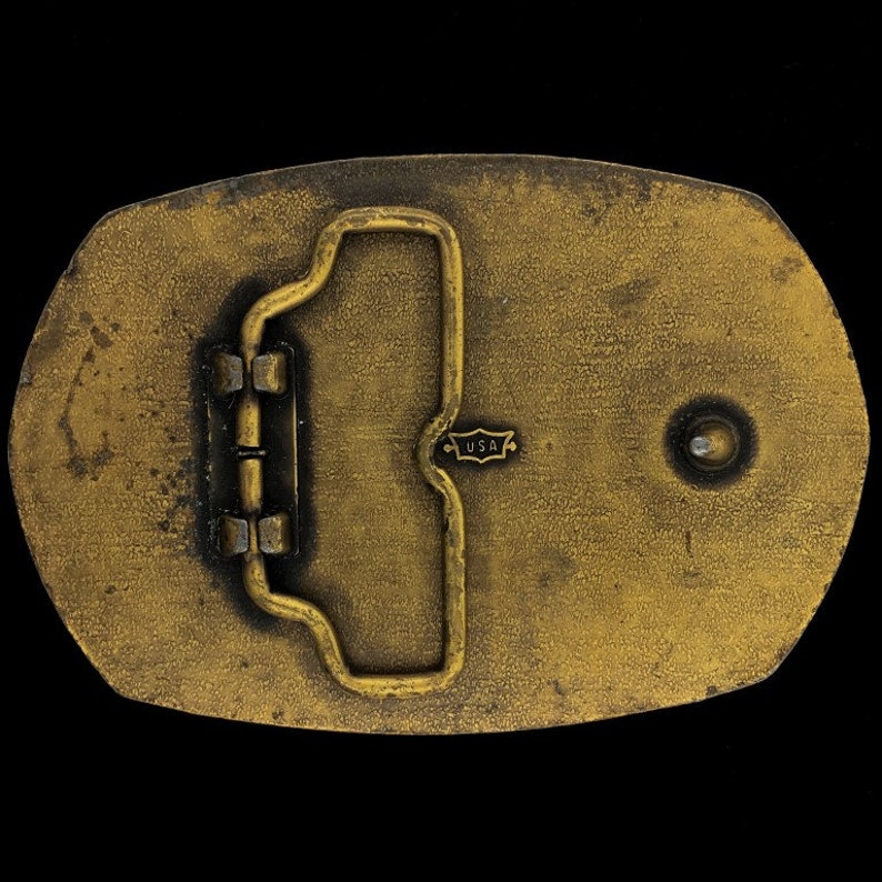Continuous Track Truck Military Bulldozer Tank Vehicle Earth Mover Commemorative Collectible Memorabilia 1980s Vintage Belt Buckle