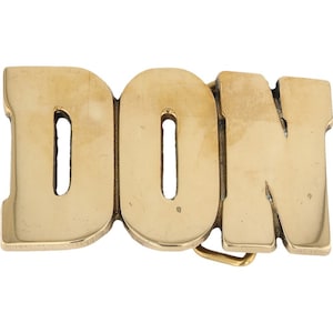 Etiqueta de nombre Don Donald Donovan Donnie de latón nuevo, hebilla de cinturón vintage de los años 70 con letras de burbuja estilo hippie retro, estilo Hello My Is