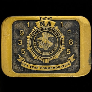 FBI National Academy 50th Anni Federal Bureau Investigation Law Enforcement Agency Solid Brass Collectible 1980s Vintage Belt Buckle