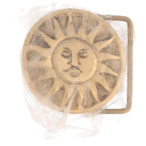 New Brass Sun Bohemian Boho Hippie Cowgirl Hipster Hippy 70s Nos Vintage Belt Buckle Mcm Southwest Rays Rise Sunny Cosmos Star Modernist