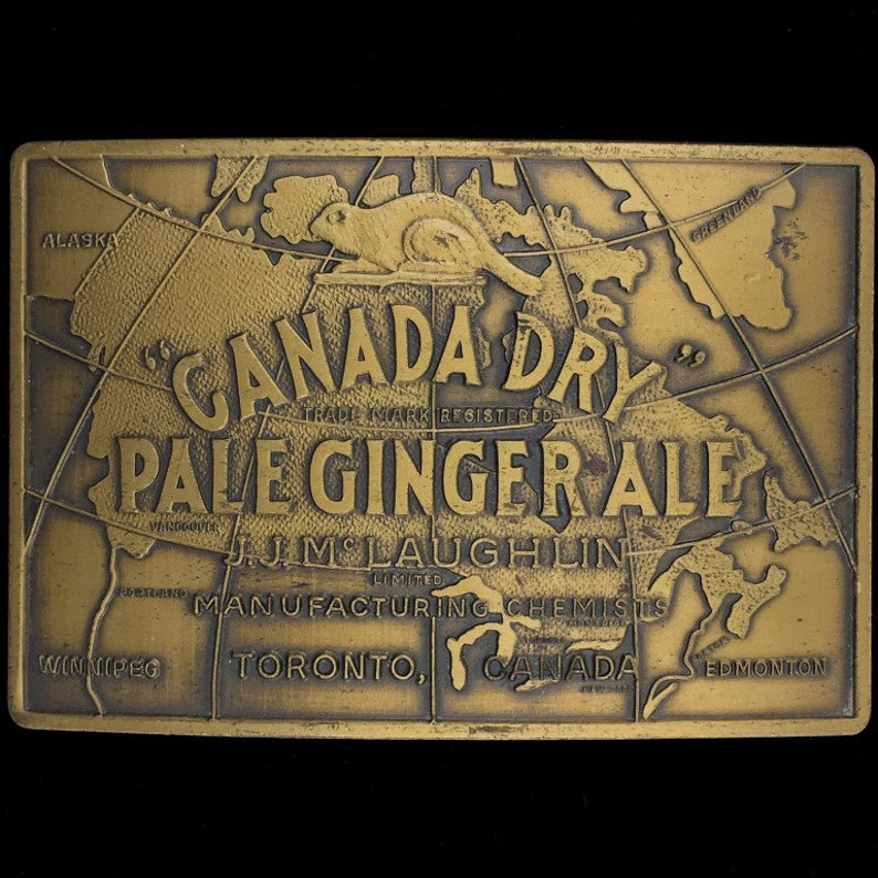 Canada Dry Pale Ginger Ale Toronto Canada Brass Collectible Commemorative Memorabilia 1980s Vintage Belt Buckle