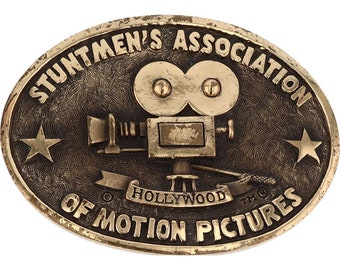 Bronze Hollywood Stuntmens Association Motion Pictures Sa Al Shelton 1970s Vintage Belt Buckle Brad Pitt Stunt Man Unlimited Movie Tv